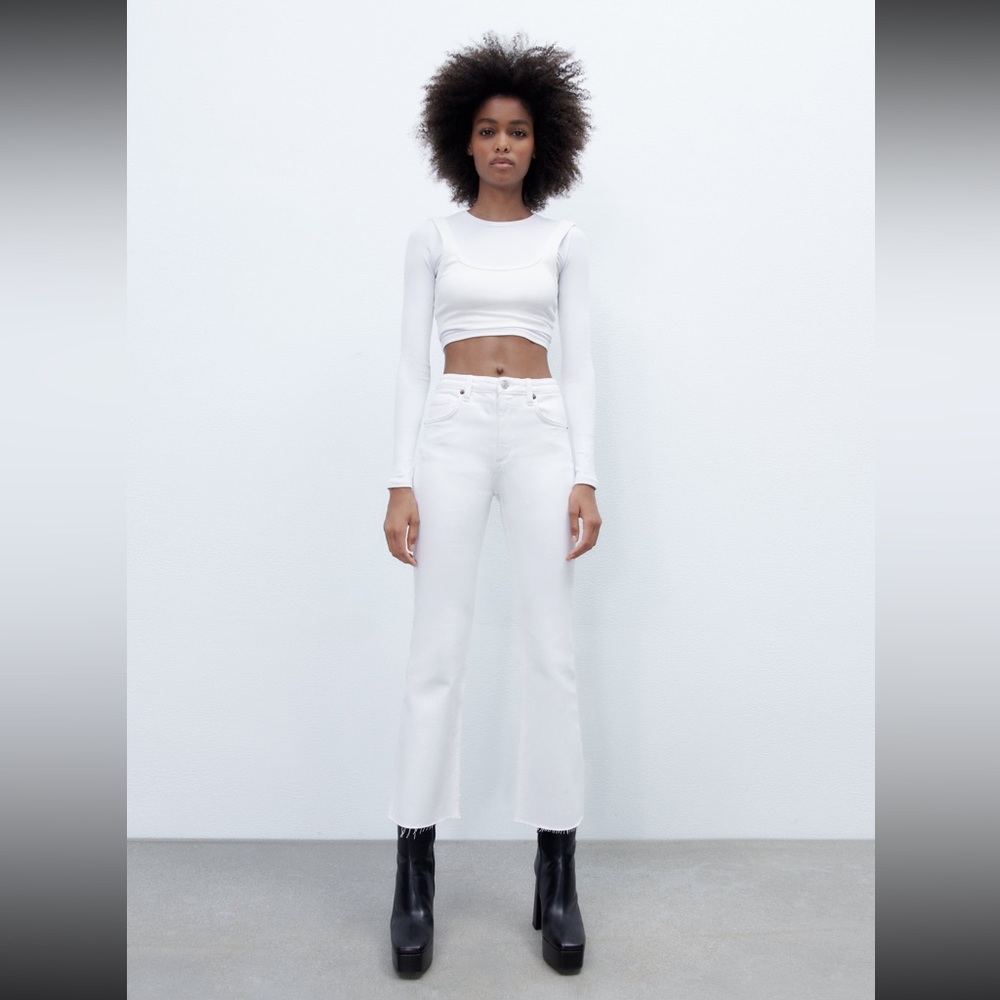 Zara cropped flare jeans